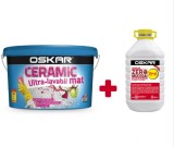Vopsea ultralavabila interior/exterior, Oskar Ceramic mat, alba, 15 L + amorsa Oskar Zero Mucegai, 4 L