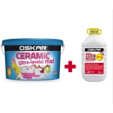 Vopsea ultralavabila interior/exterior, Oskar Ceramic mat, alba, 15 L + amorsa Oskar Zero Mucegai, 4 L