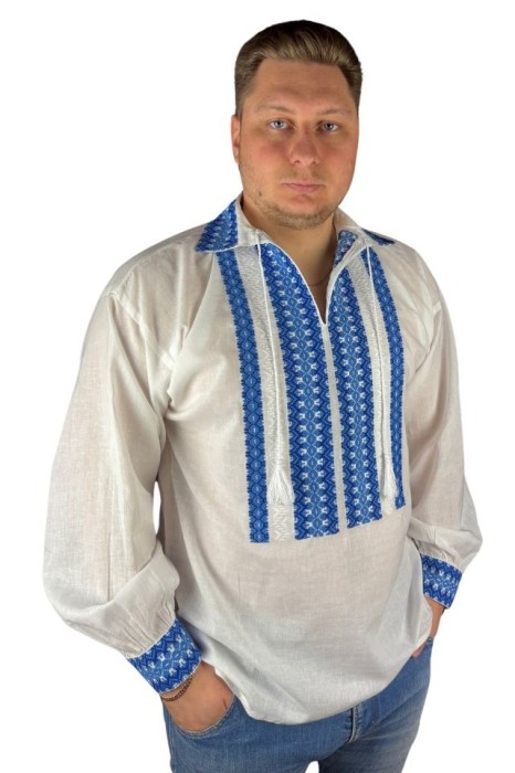 Bluza tip ie barbati RB24 alb/albastru deschis , marimea 2XL