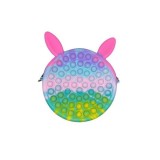 Jucarie antistres din silicon flippy, geanta pop it, 16 cm, iepuras, macarons