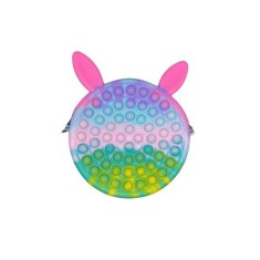 Jucarie antistres din silicon Cyrax, Geanta Pop It, 16 cm, Iepuras, Macarons