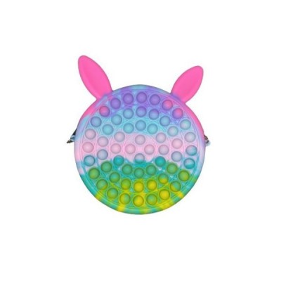 Jucarie antistres din silicon flippy, geanta pop it, 16 cm, iepuras, macarons foto