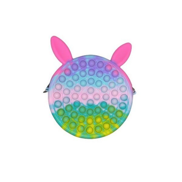 Jucarie antistres din silicon flippy, geanta pop it, 16 cm, iepuras, macarons
