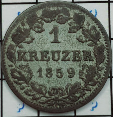 Germania Wurttemberg 1 kreuzer 1859 - tiraj 50.000 - km 600 - A010 foto
