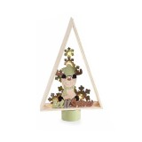 Brad Craciun lemn multicolor cu leduri 16x4.5x26 cm