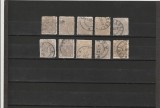 RO - 1890/91 LP 47 h - CIFRA IN PATRU COLTURI LOT 10 TIMBRE STAMPILATE 15 BANI