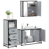 VidaXL Set mobilier de baie, 3 piese, gri sonoma, lemn prelucrat