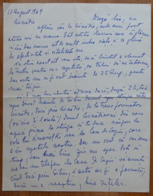 Scrisoare a scriitoarei Lucia Demetrius catre Mia Groza, 1969 foto