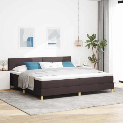 vidaXL Pat boxspring cu saltea Maro &amp;icirc;nchis 200 x 200 cm țesătură foto