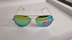 Ochelari de soare Ray Ban Aviator RB3025 - Rama aurie Lentile verzi oglinda foto