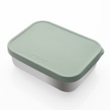 Cutie de pranz pentru alimente, din inox, cu compartimente din silicon, capac din silicon, fara BPA, lavabile in masina de spalat vase, Reer Lunchbox