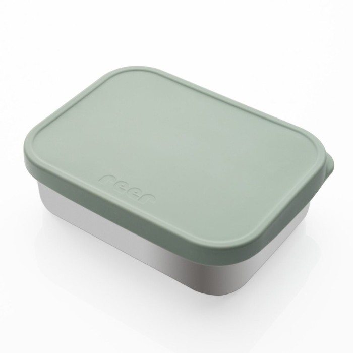 Cutie de pranz pentru alimente, din inox, cu compartimente din silicon, capac din silicon, fara BPA, lavabile in masina de spalat vase, Reer Lunchbox