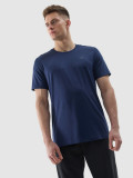 Tricou regular de antrenament din material reciclat pentru bărbați - bleumarin, 4F Sportswear