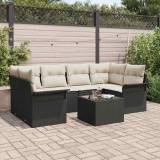 Cumpara ieftin Set de canapele pentru grădină cu pernă 7 pcs Negru și Crem