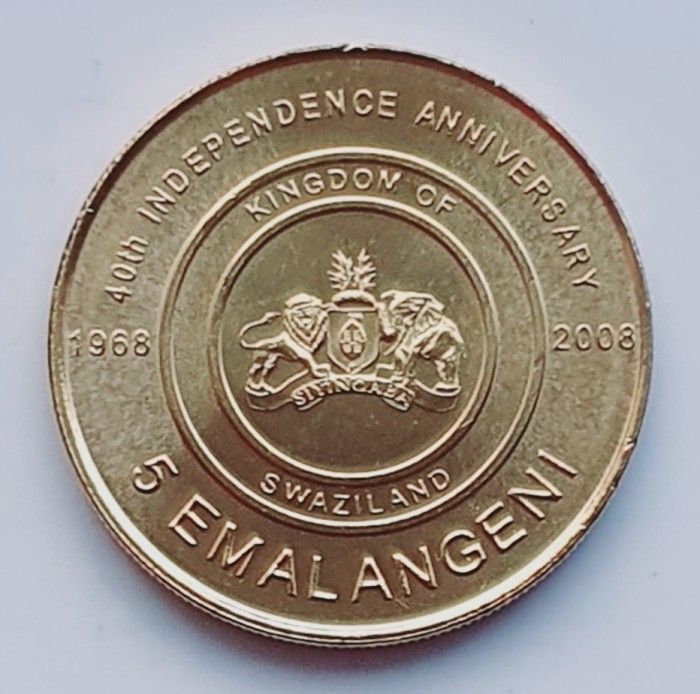 Swaziland 5 Emalangeni 2008 UNC - Mswati III (Independence) - km 54 - A028