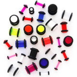 Plug UV transparent, cu inele O - Lățime: 8 mm, Culoare Piercing: Roz
