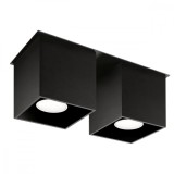 Lampă De Tavan Quad Negru Aluminiu 2 Becuri Pătrate Moderne De Interior