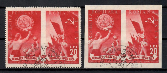 Romania 1949,LP.257-257a-Prietenia rom&acirc;no-sovietică, STAMPILE SPECIALE (DT+NDT)