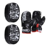 Set de Box cu Manusi si Perne de Antrenament, Negru, Eco-Piele, CMCLASS