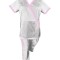 Costum Medical Pe Stil, Alb cu Elastan cu Garnitură roz si pantaloni cu dungă roz, Model Marinela - M, 4XL