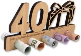 Decoratiune aniversara pentru 40 de ani Anyunkey, lemn, maro, 20 x 11 cm
