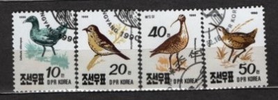 KOREA 1990 - FAUNA. PASARI. SERIE DEPARAIATA STAMPILATA, C15 foto