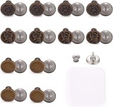 Set de 12 nasturi Ftieemlovde, aliaj de zinc, maro/argintiu, 17 x 15 mm