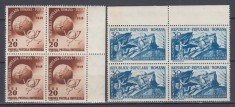 ROMANIA 1949 LP 255 ANIVERSAREA A 75 DE ANI UPU BLOCURI DE 4 TIMBRE MNH