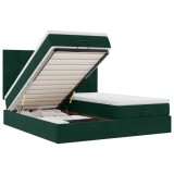 Cumpara ieftin Cadru de pat otoman cu saltele Verde inchis 160x200cm catifea