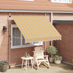 vidaXL Copertină retractabilă manual, dungi galben și albastru, 250 cm foto
