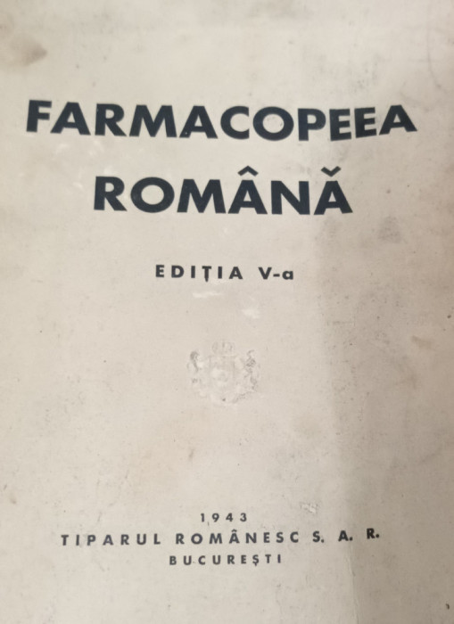FARMACOPEEA ROMANA 1943