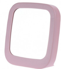 Oglinda pentru Machiaj, Pensat, dreptunghiulara, cu rama Roz si suport stabil, 18.5x19.5cm foto