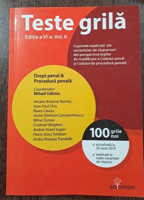 Teste grila drept penal si procedura penala - Mihail Udroiu coordonator vol.II 100 grile noi foto