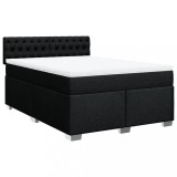 Cumpara ieftin Pat box spring cu saltea, negru, 140x200 cm, textil