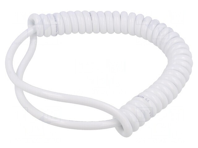Cablu spiralat alb 3G1mm2 PUR 0.3m-1.05m