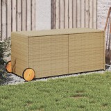 Lada Depozitare Gradina vidaXL, 283L, Poliratan Bej, Roti, Sac Impermeabil, 127x55x56 cm, Protectie UV