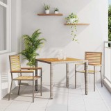 VidaXL Set de masă pentru grădină 3 pcs Gri 90 x 90 x 75 cm poliratan