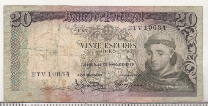 bnk bn Portugalia 20 escudos 1964 circulata