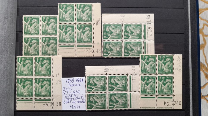 1939-1941-Franta-Iris YT432 6 bl,4 - MNH