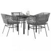 VidaXL Set de sufragerie de grădină 5 piese sticlă poliratan gri 3334626