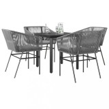 VidaXL Set de sufragerie de grădină 5 piese sticlă poliratan gri 3334626