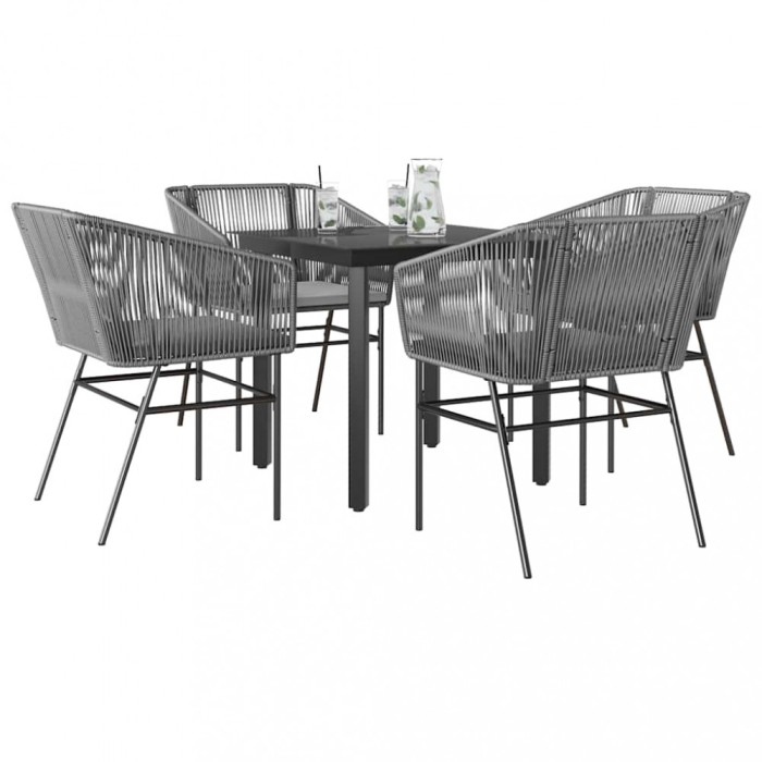 vidaXL Set de sufragerie de grădină 5 piese sticlă poliratan gri 3334626