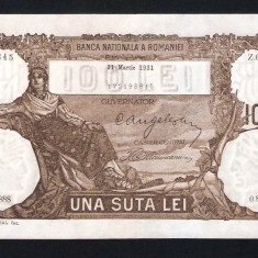 Romania 100 Lei - Martie 1931, XF + . Piesa frumoasa de colectie . Rara