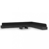 Gossi set mobilier de gradina cu perne, 11 piese, negru, poliratan