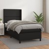 VidaXL Pat box spring cu saltea, negru, 90x190 cm, piele ecologică