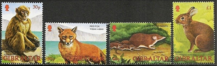 Fauna, Gibraltar, fauna, 2002, macac, vulpe, MNH