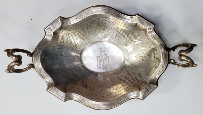 Fructiera din argint gravata manual, Austria, Sfarsit secol 19 foto