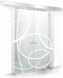 Usa culisanta Boss &reg; Duo model Cloud alb, 60+60x215 cm, sticla Gri securizata, glisanta in ambele directii, Modern Glass Art