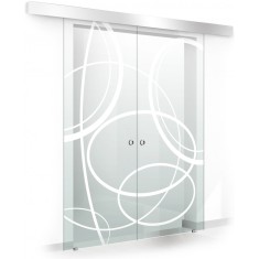 Usa culisanta Boss &reg; Duo model Cloud alb, 60+60x215 cm, sticla Gri securizata, glisanta in ambele directii