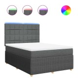Cumpara ieftin Pat continental cu saltea, gri inchis, 160x200 cm, tesatura